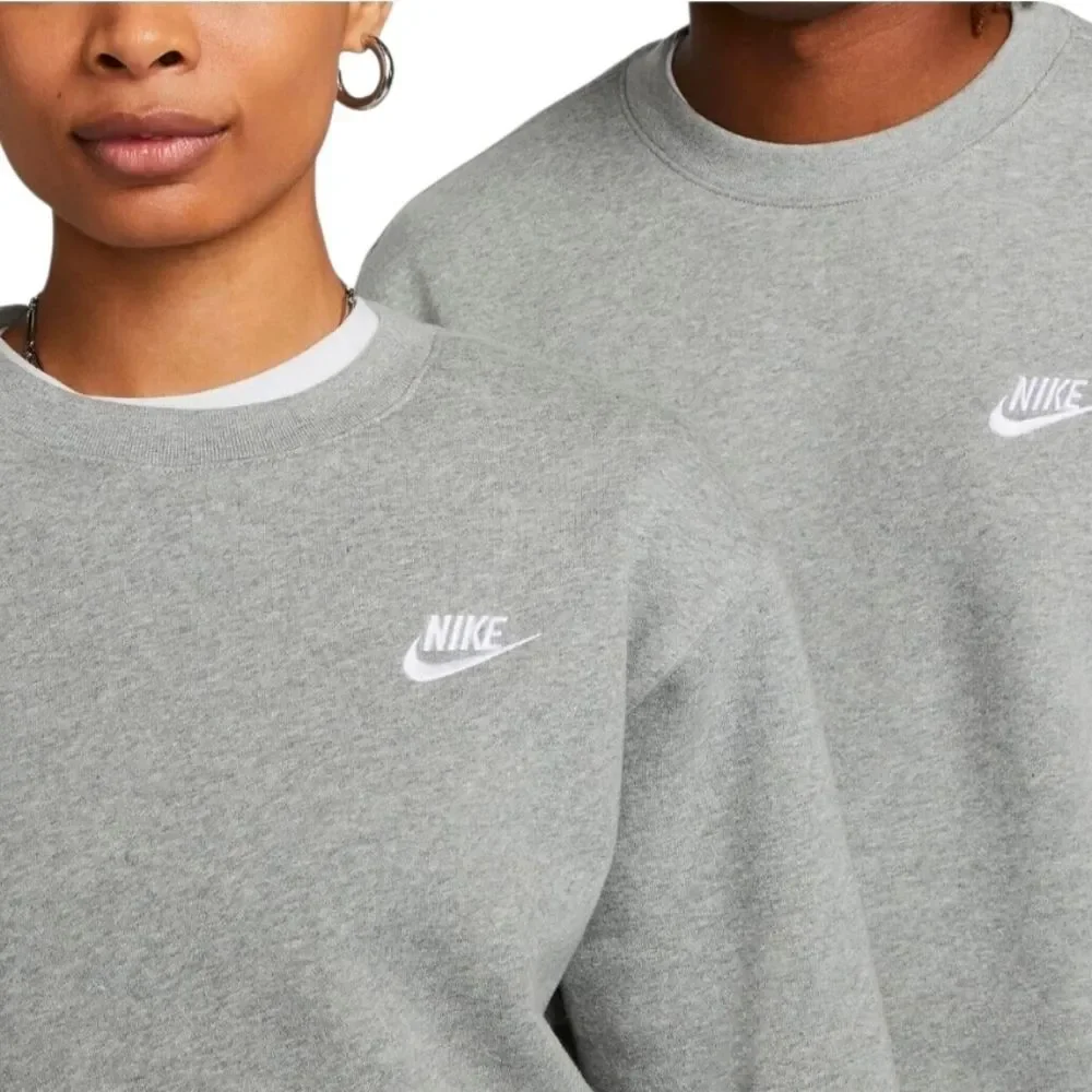 Nike Sportswear Men's Grey Heather /  White Club Fleece Crew FN3886-063 Size XXL